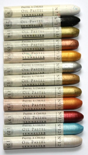 Sennelier 12 Color Iridescent Oil Pastel Set